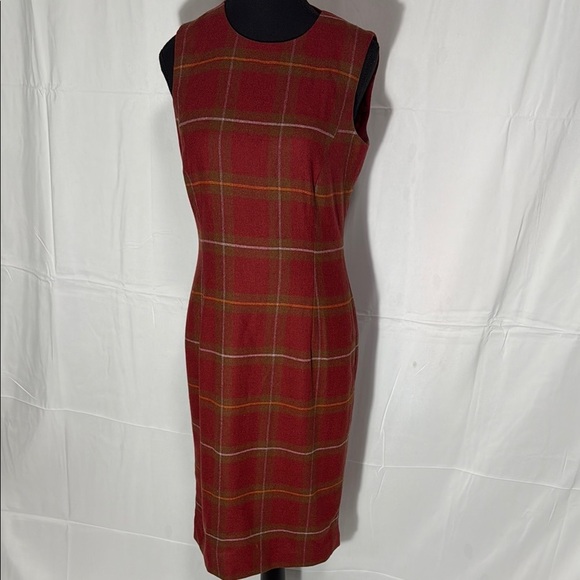 Carlisle 95% Wool 5% Cashmere Elegant Red Plaid Sleeveless Dress Size 4 - Picture 1 of 9